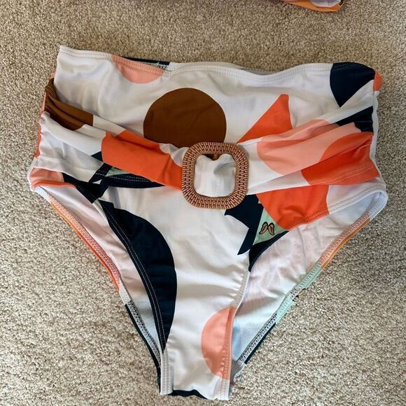 28-3 piece swim set, bikini and short cover up. Halter Top, High Waist Bottoms - Picture 9 of 12